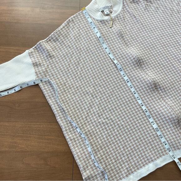 St. John Sport | Women’s Houndstooth Oversized Zip-Up Cardigan Jacket Dolman Tan - Picture 6 of 8